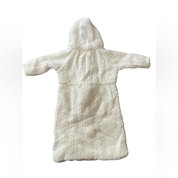 F.A.II. Vintage 70s Cream Boho Soft Knit Zip Up Hooded Infant Newborn Sleep Suit - Picture 4 of 6